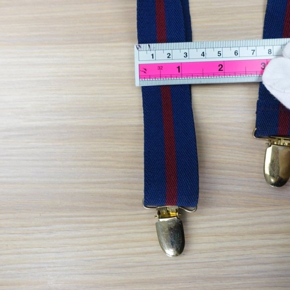 Suspender Mens Blue Striped Clip On Braces X Back Adjustable Elastic Stretch - Picture 5 of 10